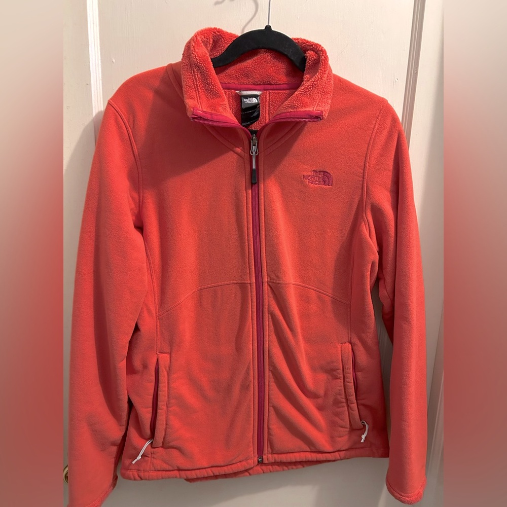 North Face Morning Glory Fleece Jacket Full zip C708 Womens Size L pink/red‎
